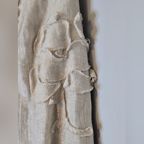 Linen Floral Bohemian Cropped Lined Blazer Quiet Luxury Neutral Size 10 - Picture 5 of 12